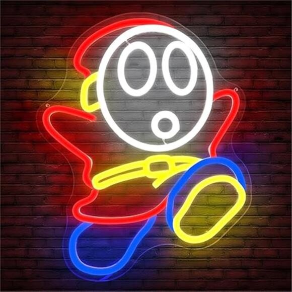 Super Mario Bros Shy Guy LED Neon Light Game Sign Room Decor Nintendo Retro NES - Picture 8 of 8